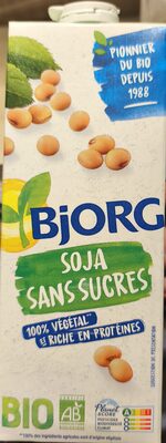 1 litre carton of Bjorg soja nature sans sucre ajouté bio soy drink