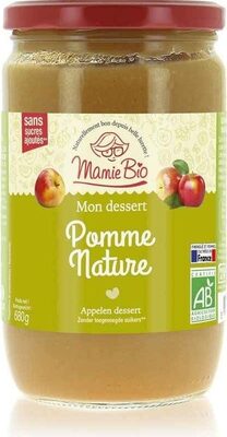 680g pack of Mamie bio apple purée made from apples grown in France under organic farming