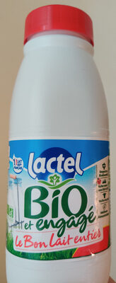 50cl carton of Lactel organic whole milk