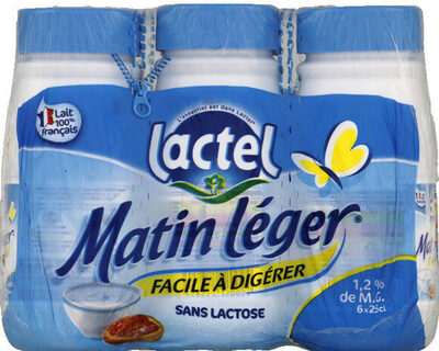 Six 25cl bottles of Lactel semi-skimmed milk in a single pack
