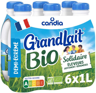 Six 1-liter cartons of Candia semi-skimmed milk