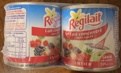 Régilait unsweetened whole condensed milk, four-pack box