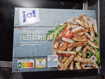 Package of ja! Hähnchen Filetstreifen chicken breast fillet strips, 250 g